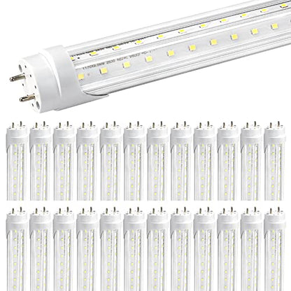T8 LED Bulbs 4 Foot, 25-Pack 4FT LED Shop Light Tubes, 36W 4680LM 5000K Daylight White, T8 T10 T12 Fluorescent Replacement Bulbs, High Output V-Shaped, Remove Ballast, Double Ended Power - size: 25 Pack
