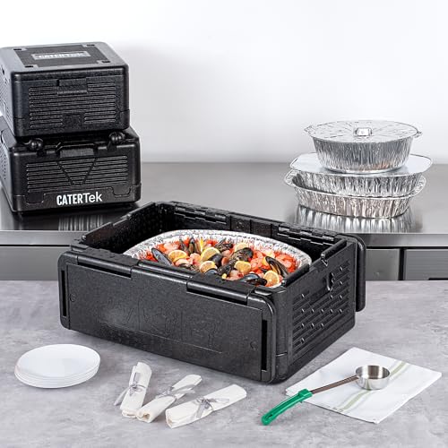 Restaurantware-Cater Tek 42 Quart Catering Hot Box, 1 Top Load Insulated Food Pan Carrier - Holds 1 Full Size 8” Deep Pan, Collapsible, Black EPP Plastic Food Box With Handles, Portable, For Buffet - size: 42 Quart