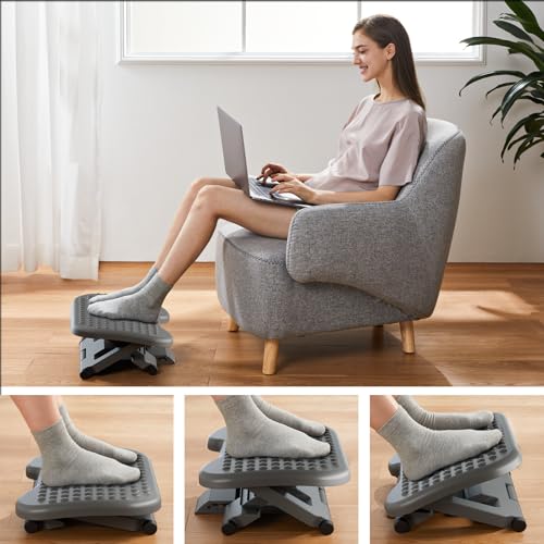 HUANUO Adjustable Foot Rest for Under Desk with 3 Height Position, Gray - color: Gray, size: 17.13X13.19 Inch