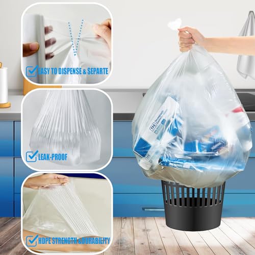 BEIDOU-PAC 2-4 Gallon Trash Bags, 1000 Count Bulk Value Pack, Clear Plastic Recycling Bags, Small Multi-purpose Garbage Bags for Business Home Bathroom Kitchen Commercial and Industrial - style: 2-4 Gallon |1000 Count(Value Pack)