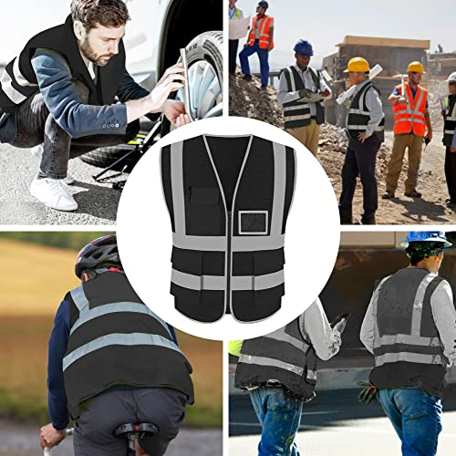 FEimaX High Visibility Safety Vest Mesh Work Vests with Reflective Strips - color: Black, size: Small