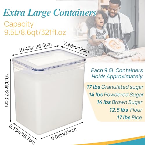 Vtopmart 9.5L Flour Sugar Storage Containers, 2 Pack, Each Fits 12.5 lb - color: Black, size: 9.5L