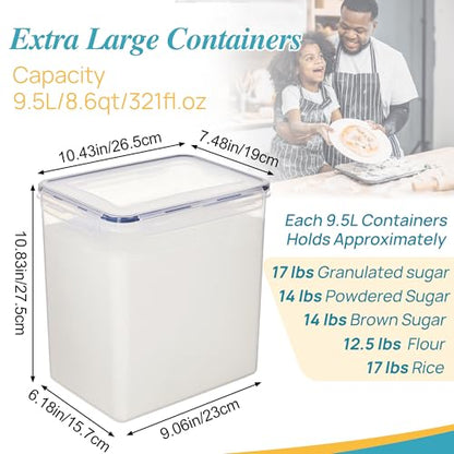 Vtopmart 9.5L Flour Sugar Storage Containers, 2 Pack, Each Fits 12.5 lb - color: Black, size: 9.5L
