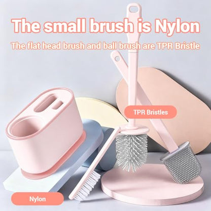 Toilet Brush Set, Bathroom Accessories, Toilet Bowl Cleaners, Deep Cleansing Multifunctional Hanging Toilet Brush Set for Bathroom(Cherry Blossom Pink) - color: Cherry Blossom Pink