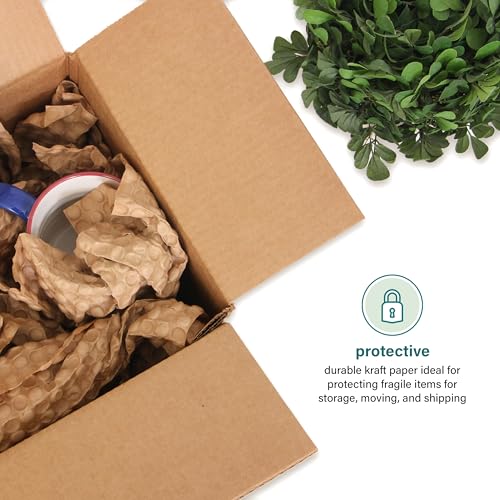 Elementree Paper Bubble Wrap Sheets for Packing, Moving, & Shipping - 12" x 12" x 250' - Eco-Friendly Kraft Bubble Paper - Recyclable Cushioning Wrap - Made in the USA (01913) - size: 12" x 12" x 250' Kraft
