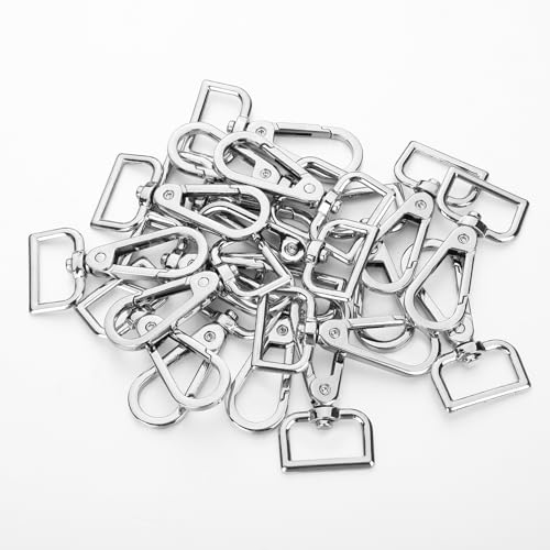 20 Pcs Metal D Ring Swivel Lobster Claw Clasp Snap Hooks Purse Hardware - color: Silver, size: 3/4 Inch