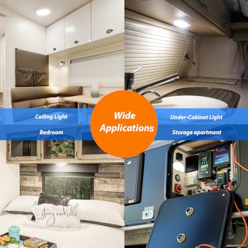 Dream lighting RV Motion Sensor Light 12V RV Trailer Boat Interior LED Ceiling Light Fixture with Switch 3500K Soft White Lighting, 6inch - color: Black shell