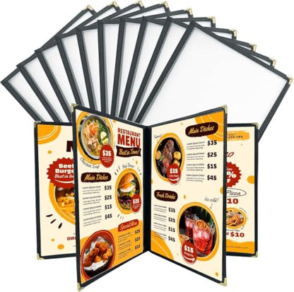 10pcs 5 Page Menu Covers, 10 View 8.5 x 11 Inch Clear PVC Menu Holder - size: 5 Page