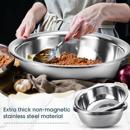 Nuogo 4 Pcs Stainless Steel Mixing Bowls Large for Salad, 24 Inch 30 Qt - size: 24 Inch (30 Qt)
