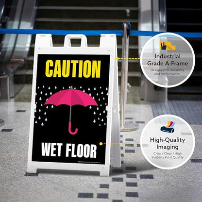 Caution Wet Floor Umbrella Folding Floor Sign, 24x36 Inches, Portable A Frame, Made in USA by My Sign Center - size: 24x36 Plastic