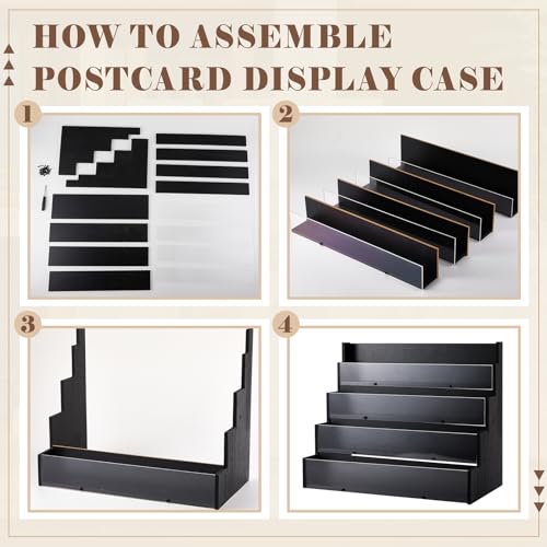 Yuntau 4 Tier Greeting Card Display Stand, Black - color: Black, size: 4 Tier
