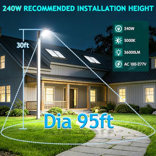 240W LED Parking Lot Light Dusk to Dawn Photocell 4Pack 36000LM - size: 240W/Wall Mount/4PC