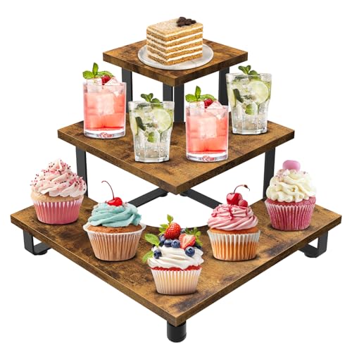 ELITEROO 3-Step Corner Display Shelves, Wooden Tiered Display Stand