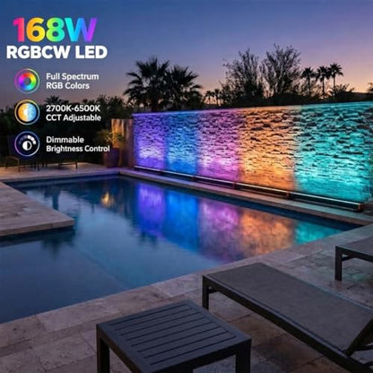 Programmable Smart LED Wall Washer Light, 168W RGBCW Dimmable Light Bar - color: Linkable RGBCW Smart Light Bar - Black Housing