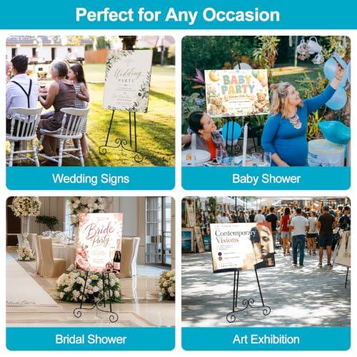 2 Pack Easel Stand for Sign, Heavy Duty Metal Display Stand with Chain Support, Black Height Adjustable Easels for Wedding Sign, Painting, Art - color: Black, size: 2 PACK