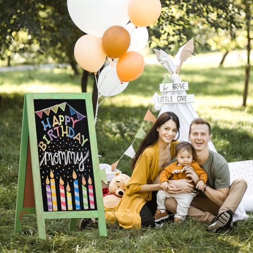 4 THOUGHT A-Frame Double-Sided Magnetic Chalkboard 40"x20", Green - color: Green
