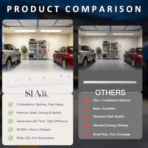 4FT LED Wide Vapor Tight Light, 60W/50W/40W 3CCT IP65 Shop Light 4-Pack - size: 4Pack