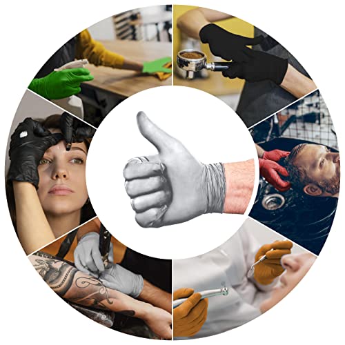 L3 Level 3 Nitrile Gloves - Professional Heavy Duty Disposable Gloves - Latex Free - Fits Snug - Box of 100 - color: Silver, size: Small (Pack of 100)