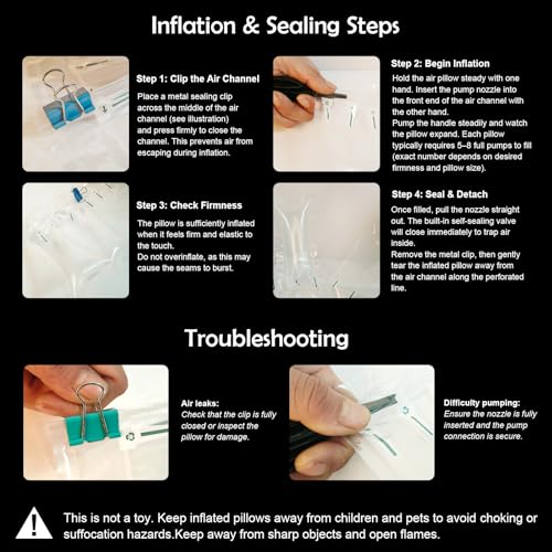 400 PACK Air Pillows for Shipping Supplies Box Filler Bubble Cushioning Alternative to Packing Peanuts for Size 4.72" x 7.87", with Air Pump, Fragile Stickers, Suitable for small transport - size: 4.72" x 7.87"