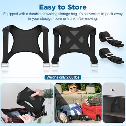NOCOEX Moving Straps for Lifting 2-Person: Shoulder Strap with Back Support - color: Black