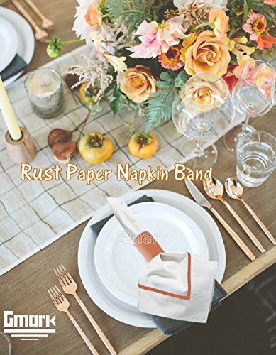 Gmark Self-Adhesive Rust Paper Napkin Bands (2500 Count) - 4.25 x 1.5 Inch Professional Napkin Rings - Self-Sealing Disposable Silverware Wrappers for Restaurants & Formal Events GM1053 - color: Rust
