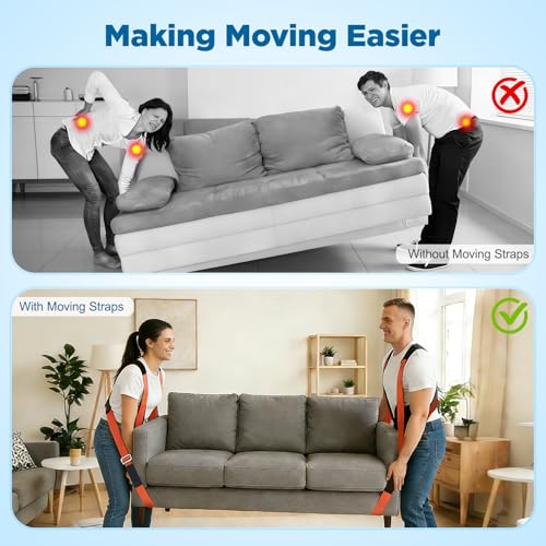 NOCOEX Lifting Straps Moving 2-Person: Shoulder Lifting and Moving System - color: Orange