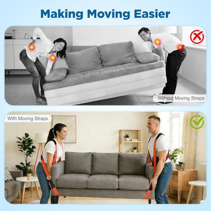 NOCOEX Lifting Straps Moving 2-Person: Shoulder Lifting and Moving System - color: Orange