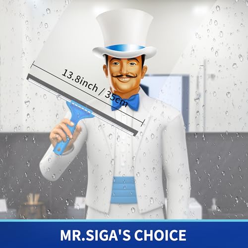 MR.SIGA Professional Window Squeegee & Microfiber Window Scrubber, 14 inch - size: 14-inch