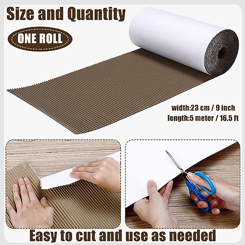 Geyoga 9 x 197 Inch Corrugated Cardboard Roll, Single B Flute, White - color: White, size: 9 x 197 Inch