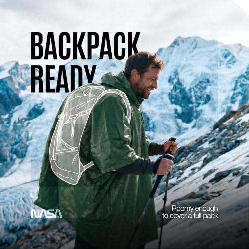 NASA Emergency Poncho – Anti-Tear Mylar™ Blanket (4-Pack, Mission Green) - color: Mission Green