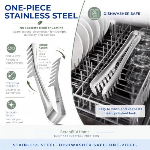Spaghetti Tongs for Serving Pasta, 8-Inch Stainless Steel Pasta Tongs