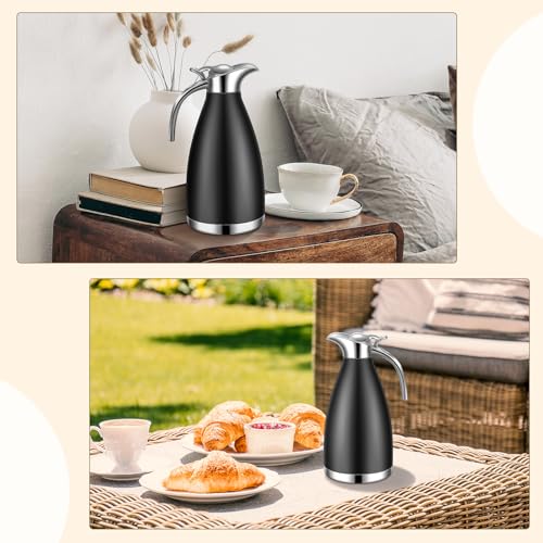 Uiifan 2 Pcs 68oz Thermal Coffee Carafe for Keeping Hot/Cold - color: Black