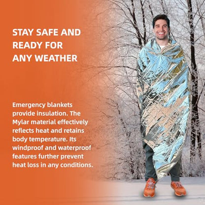 Emergency Mylar Blankets, Survival Space Blanket, 10 Pack - color: Silver-10 Pcs