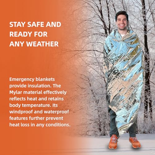 Emergency Mylar Blankets, Survival Space Blanket, 50 Pack - color: Silver-50 Pcs