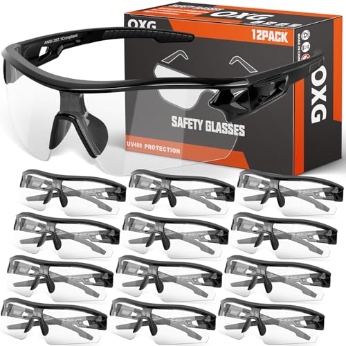 OXG 12 Pack Safety Glasses for Men Women, ANSI Z87.1 Protective Eyewear - color: Clear