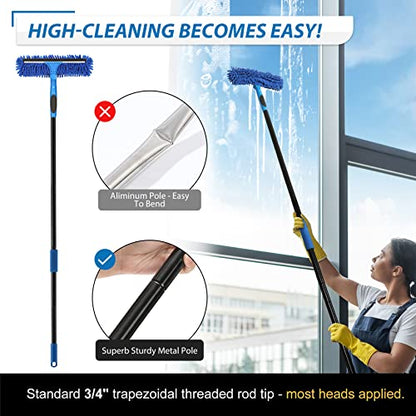 VITEVER Professional 69'' Window Squeegee Cleaner Tool with Extension Pole, 2-in-1 Squeegee for Window Cleaning Kit with Scrubber and Rotating Head, 1 Blade 2 Scrubber (Pack of 2) - size: 69 inches (Pack of 2)