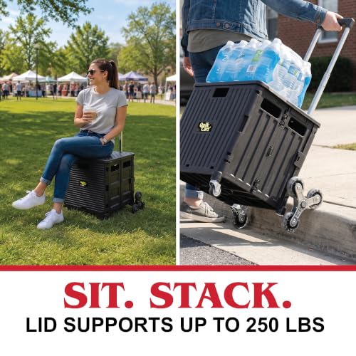 dbest Products Quik Cart Elite Stair Climber Rolling Crate - Black - color: Black, style: Elite Stair Climber