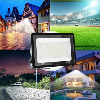 200W LED Outdoor Floodlights 2 Pack, 5000K Waterproof Security Lights - size: 200 W-2 pack