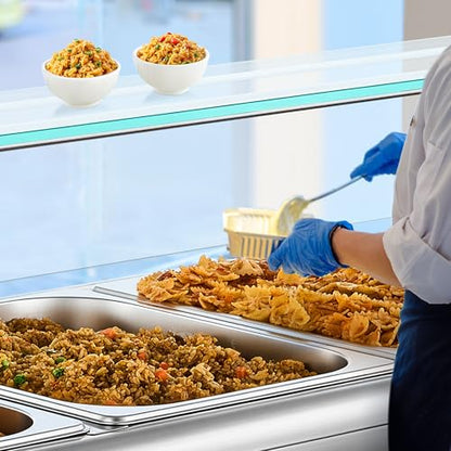 WILPREP 5-Pan Commercial Food Warmer with Sneeze Guard, Five 1/2 Pans, 1500W Countertop Electric Steam Table, 86-185°F Adjustable Temp Control, Stainless Steel Buffet Bain Marie - size: 1/2 pan*5