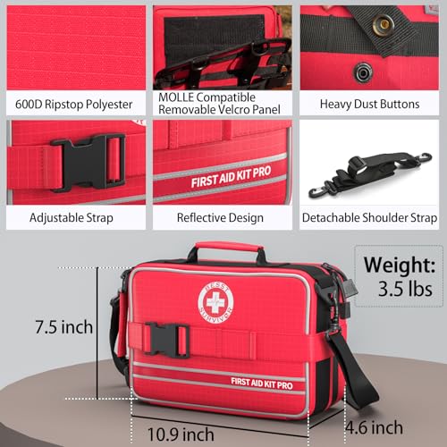 Besst Survivor Comprehensive First Aid Kits- Advanced Trauma Kits with Labeled Compartments, Large Emergencies Medical Kits for Car, Home, Camping and Outdoor Emergencies -324Piece Set - size: Max