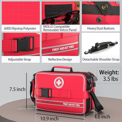 Besst Survivor Comprehensive First Aid Kits- Advanced Trauma Kits with Labeled Compartments, Large Emergencies Medical Kits for Car, Home, Camping and Outdoor Emergencies -324Piece Set - size: Max
