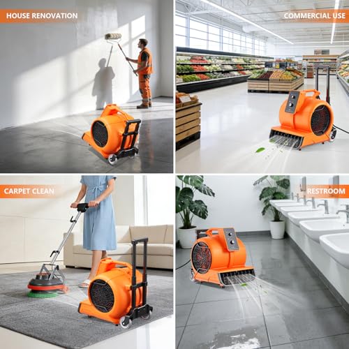 Air Mover 1 HP 4000 CFM Portable Blower Fan Carpet Dryer, Floor Dryer Fan - color: Orange