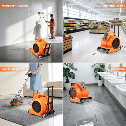 Air Mover 1 HP 4000 CFM Portable Blower Fan Carpet Dryer, Floor Dryer Fan - color: Orange