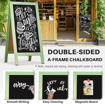 4 THOUGHT A-Frame Double-Sided Magnetic Chalkboard 40"x20", Green - color: Green