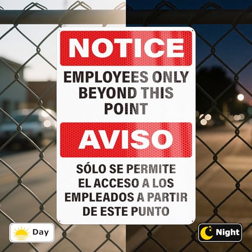 4 Pack Employees Only Beyond This Point Signs Bilingual 10 x 7 Inch - color: Bilingual