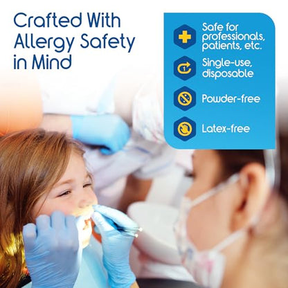 Inspire Blue Nitrile Disposable Gloves | 4.5 Nitrile Disposable Safety Medical Cooking Cleaning Gloves - size: Large