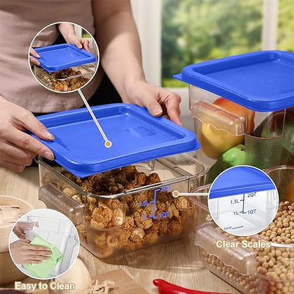 Barydat 4 Pcs Square Food Storage Containers with Lids 2qt & 4qt, Blue - color: Blue