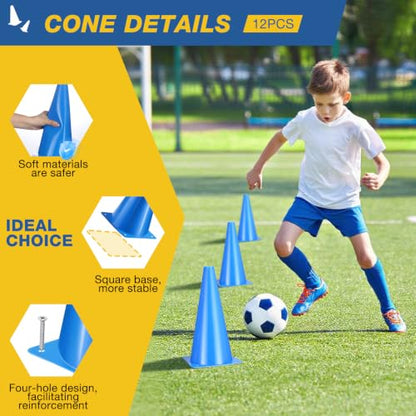 12 Inch Traffic Cones,12pcs Training Sports Cones,Parking Cones - color: blue
