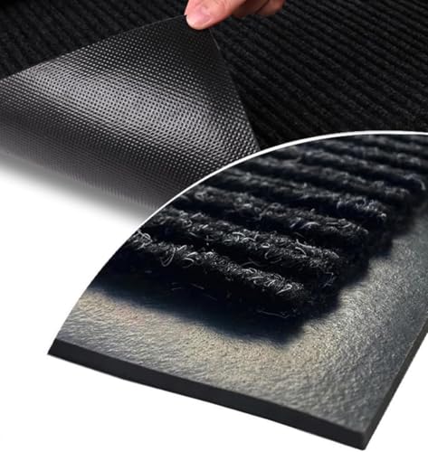 SRDDQLC Door Floor Mat Commercial Grade Large Size Heavy Duty Tough Entry Collection Slip Skid Entrance Mat with Rubber Backing Low Profile and Easy to Clean Indoor Outdoor Rug,2x6FT,Black - size: 2' x 6' (Rectangular)