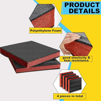 Treela 4 Pcs Red and Black Customizable Polyethylene Foam Sheets 16x12x2"